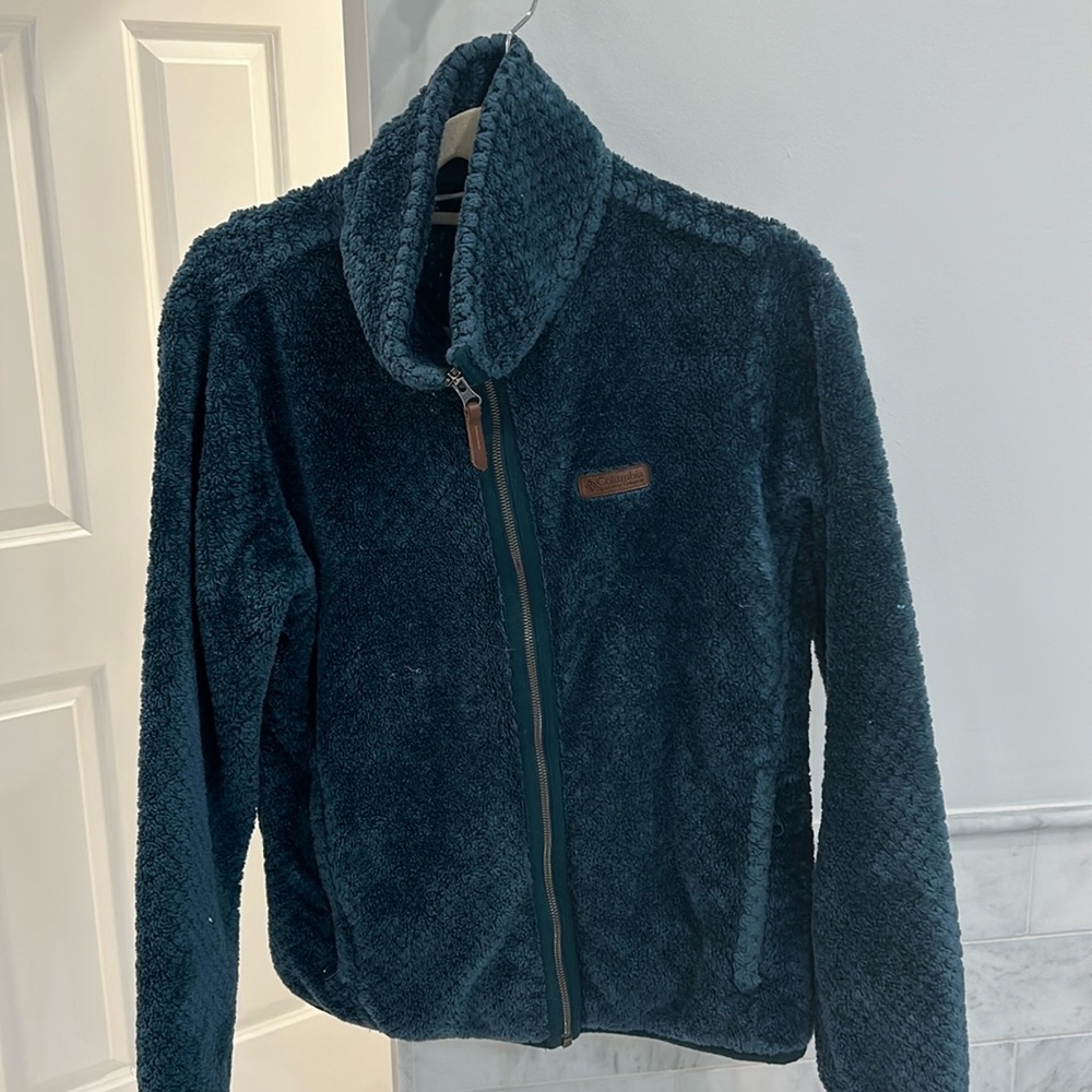Columbia teal fleece jacket. Girls large